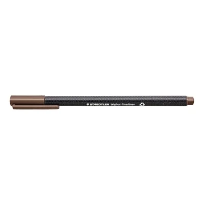 Bild av Staedtler 334 77 Fineliner triplus, Dreikantschaft, metallgefasste Spitze, circa 0.3 mm, 10 Stück im Kartonetui, sepia color