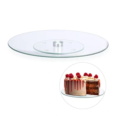 Bild av Relaxdays kakplatta, vridbar 360 , 30 cm, för servering och dekoration, kaka, rund vridning, glas, transparent