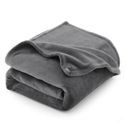 Bild av CozyLux Rutig filt flanell fleece 260 gsm, soffa 130 x 150 cm, varm och mjuk enkelsäng grå