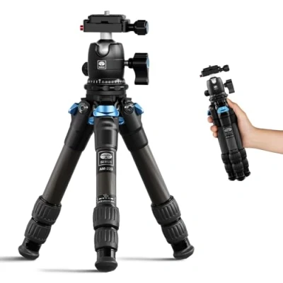 Bild av SIRUI AM 223 mini stativ bärbar kompakt kolfiber resestativ skrivbordsstativ med 360 grader B 00K kulhuvud och Arca Swiss snabbkopplingsplatta, laddar upp 15 kg