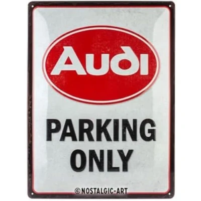 Bild av Nostalgic Art Plåtskylt i retrostil, Audi Parking Only Presentidé för biltillbehörsälskare, av metall, Deko vintagedesign, 30 x 40 cm