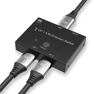 Bild av CABLEDECONN DisplayPort 8K DP 1.4 omkopplare tvåvägs 8K@30Hz 4K@120Hz splitter Converter för flera källor och skärmar.