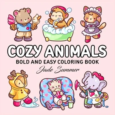 Bild av Cozy Animals: Bold and Easy Coloring Book for Adults Teens with Cute Simple Characters Relaxation