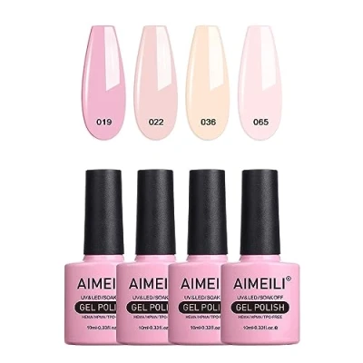 Bild av AIMEILI Blötlägg av UV LED Pastellrosa Gel nagellack Flerfärg/Blandad Färg/Kombo Färg 4 st X 10 ml Presentpaket 17