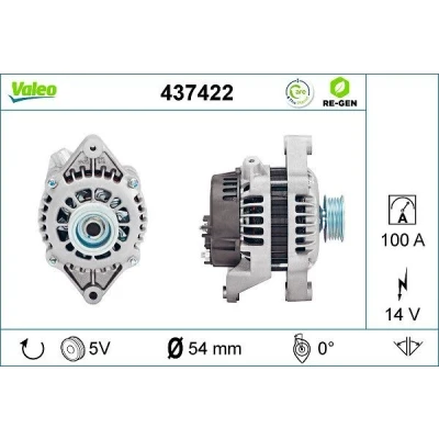 Bild av VALEO 437422 Alternateur 14V 100A OPEL: Astra H 3/5 portes, Meriva A, Zafira B, VAUXHALL: Mk5, Corsa Mk2