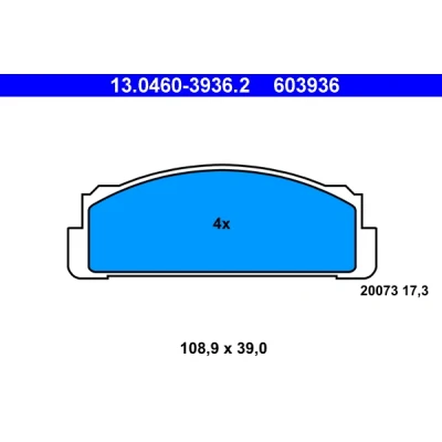 Bild av ATE 13.0460 3936.2 Jeu de plaquettes frein non préparé pour indicateur d&#039;usure, contact signal d&#039;usure exclu FIAT: 125 Berline