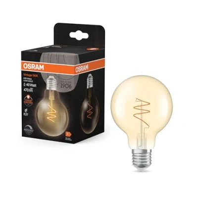 Bild av OSRAM LED Vintage G80 E27 4,9W 922 Spiral Filament guld dimbar