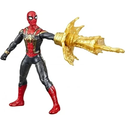 Bild av Marvel Spider Man 15 cm hög Deluxe Web Spin Man, filminspirerad actionfigur med vapenattackfunktion, från 4 år