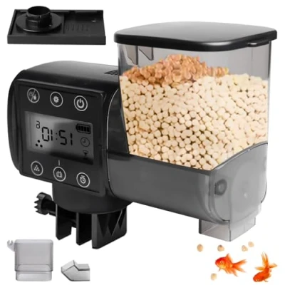 Bild av Foderautomat akvarium, 250 ml automatisk foderdispenser, fisk för akvarium med batteridriven, fiskmatare foderbehållare, fiskfoder semester, sköldpaddor, guldfisk