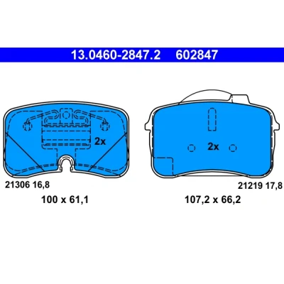 Bild av ATE 13.0460 2847.2 Jeu de plaquettes frein préparé pour indicateur d&#039;usure, contact signal d&#039;usure exclu AUDI: 100 C4 Avant, Berline, V8