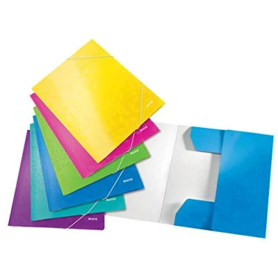 Bild av Leitz WOW Snoddmapp, 3 klaffar, A4, upp till 150 ark, kartong, blandade färger, 6 pack, 39821099