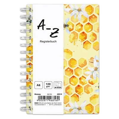 Bild av RNK 46816 Anteckningsbok med register A Z &quot;Honey&quot; i DIN A6 48 ark 120 g/m², 1 styck