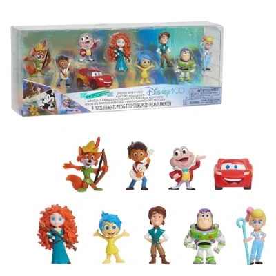 Bild av Disney D100 Just Play 100 Years of Spirited Adventures, begränsad upplaga, 9 stycken, officiellt licensierade leksaker för barn från 3 år
