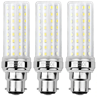 Bild av HZSANUE B22 LED Majs Glödlampor 20W, 3000K Varm Vit, 2200LM, Bajonettlock Glödlampor, Motsvarande 150W Glödande, 3 pack