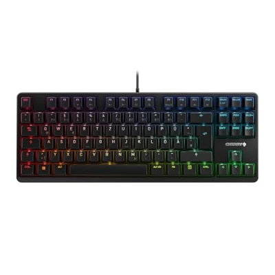 Bild av CHERRY G80 3000N RGB TKL, trådbundet speltangentbord utan numerisk knappsats, tysk layout (QWERTZ), belysning, original MX TYLENT RÖDA strömbrytare, svart