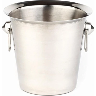 Bild av APS Wine Cooler/Sekt Cooler Flaskkylare av rostfritt stål med ringhandtag, utvändigt högpolerat, invändigt matt polerat Mått: 20 x 23 cm, höjd: 19 volym: 3 l