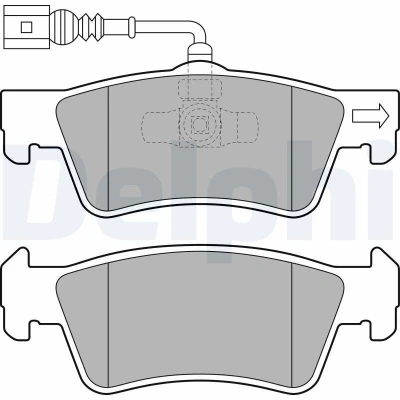 Bild av DELPHI LP2087 Jeu de plaquettes frein contact signal d&#039;usure inclus avec tôle anti bruit sans accessoires VOLKSWAGEN: Touareg I, Transporter 5