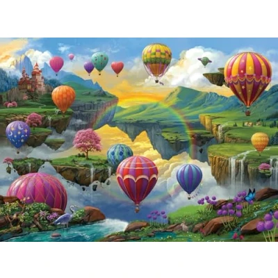 Bild av Ravensburger Air Balloon Valley 500 delar från konstnären Nathanael Mortensen Unik Piece Design Softclick teknik Perfekt present till pusselentusiaster