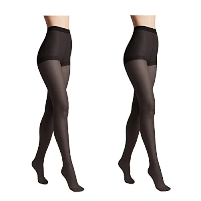 Bild av Conte elegant 2 pack slitstarka halvmatta damstrumpbyxor tunna med markerade trosor släta SOLO 20 färg Svart storlek 3