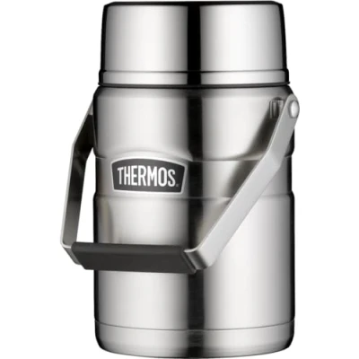 Bild av Thermos Henkelmann, lunchkruka, termobehållare rostfritt stål, matt 1,2 l, matburk för soppor, sallad, gryta, 4001.205.120, 2 insatser, 12 timmar varmt, 24 kallt