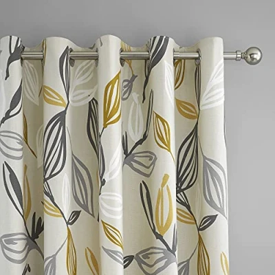 Bild av Fusion Ensley 100 procent bomullspar öljettgardiner ocka, 168 cm bredd x 229 fall (168 cm)
