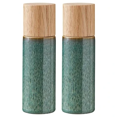 Bild av BITZ salt och pepparkvarn, 2 kryddkvarnar i stengods (saltkvarn + pepparkvarn), set om 2, 16,7 cm hög, grön