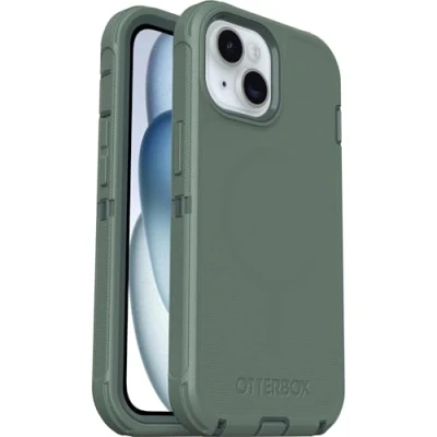 Bild av OtterBox Defender Series MagSafe skal för iPhone 15/iPhone 14/iPhone 13, stötsäkert, fallsäkert, mycket robust skyddande fodral, testad till militärstandard 7x, Grön