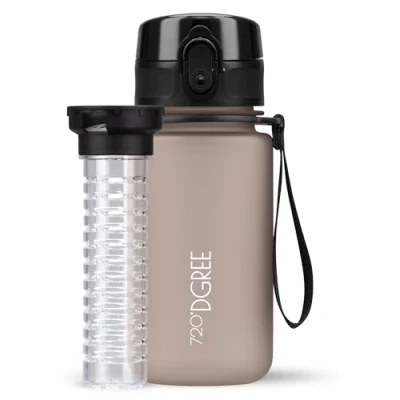 Bild av 720DGREE Vattenflaska &quot;uberBottle&quot; + fruktinfusion 350 ml, 500 650 1 l, 1,5 l BPA fri Tritan, läckagesäker, återanvändbar sport dricksflaska för barn, gym, fitness, utomhus, cykling, skola 06 Nougat Brown Softtouch 350ml