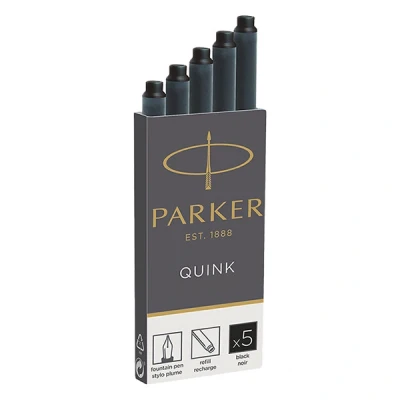 Bild av PARKER Quink Påfyllningspatroner för reservoarpennor, Långa patroner, 30 pack, Svart bläck