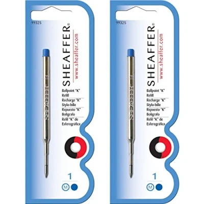 Bild av Sheaffer Kulspetspenna K refill blå medium (2 x 1 patron på blisterkort)