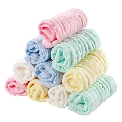 Bild av Babytvättlappar, EXTSUD 10 stycken bebistvättlappar i muslin, babyhanddukar, mjuka, för nyfödda bebisar, ansiktsservetter av ekologisk bomull 25 x cm