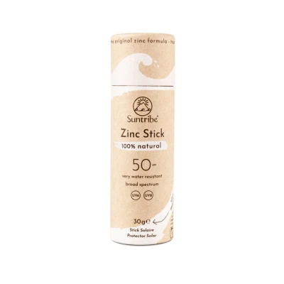 Bild av Suntribe Natural Mineral Zinc Sun Stick SPF 30/30 g, Reef Safe, Mineralisk, Ekologisk Zinksolkräm/Sunstick för Sport &amp; Surf Mycket Vattenresistent Zero Waste Original White