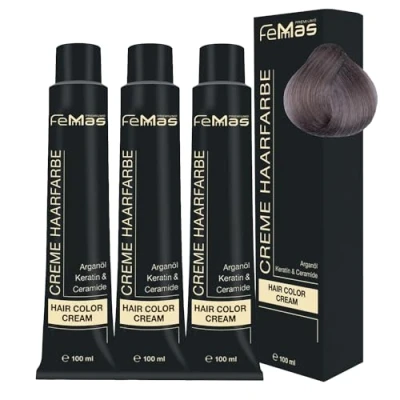 Bild av FemMas hårfärg 3 x ljusblond aska intensiv 9,11 I professionell med arganolja, keratin och ceramider permanent eller nyans för strålande färgresultat 100 ml