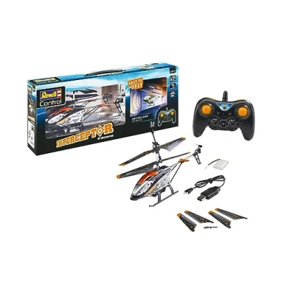 Bild av Revell Control 23817 Fjärrkontroll helikopter &quot;Interceptor&quot; anti kollisionssensor med exakt 2,4 GHz kontroll, ett tryck ta av/land, 6 axlad gyro, 3 kanaler, reservrotorblad, 24 cm långa