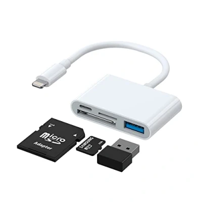 Bild av czytnik Joyroom HUB kart adapter do iPhone OTG Lightning USB SD TF biały
