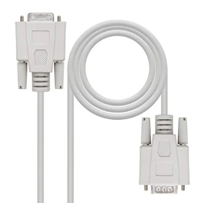 Bild av Nanocable 10.14.0202 seriell RS232 skrivare och kommunikationskabel, DB9/M DB9/H, han kvinna, beige, 1,8 mts