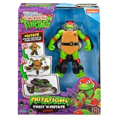 Bild av Teenage Mutant Ninja 84292CO Tales Turtles Twist N Mutate Raphael. Förvandlar från actionfigur till Stealth Vehicle, flerfärgad
