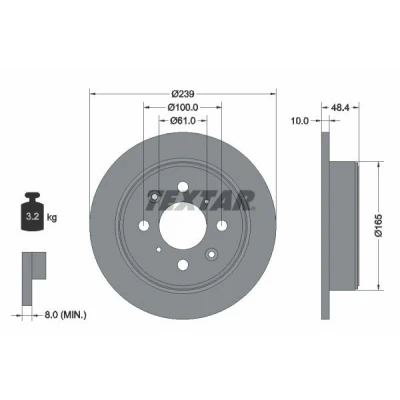Bild av TEXTAR 92060800 Disque de frein 239 10 04/08 100 plein sans boulon fix roue, moyeu roue HONDA: CIVIC 6 Hatchback, Fastback