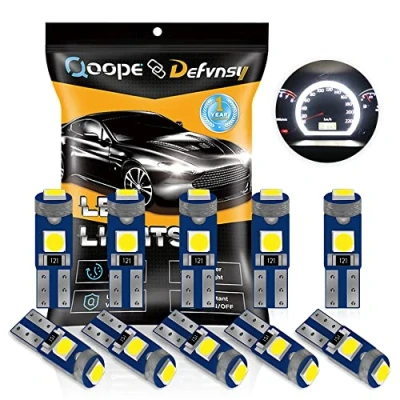 Bild av DEFVNSY Förpackning med 10 Vit T5 73 74 286 17 18 27 37 70 79 85 86 2721 Superljus 3030 LED keramik för bil Auto Side Wedge Gauge Instrumentpanel Lampor 12V