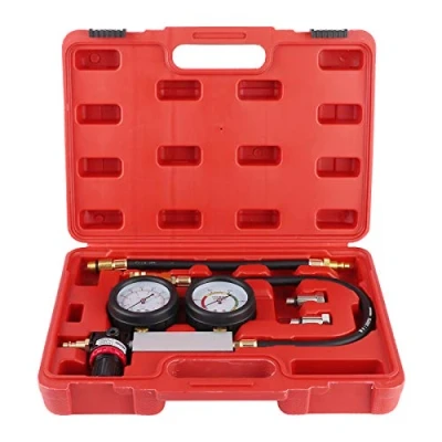 Bild av Cylinderkompressions trycktestare, Cylinderläcktestare Dubbel tryckmätare Kompressionsläckagedetektor Kit 0 7bar/0 100psi