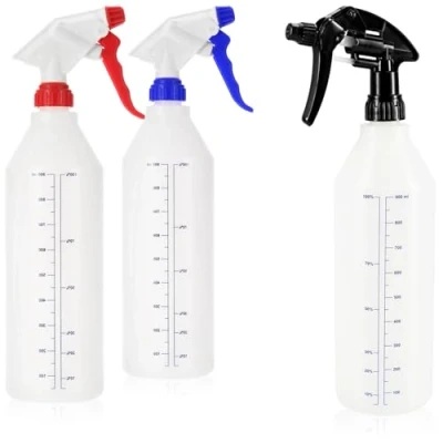 Bild av COM FOUR® 3x sprayflaska med våg kemikaliebeständig pumpspruta för mineraloljor, utspädda syror, lösningsmedel, alkalier, växtgödsel finfördelare justerbart munstycke (NBR/EPDM/Viton)