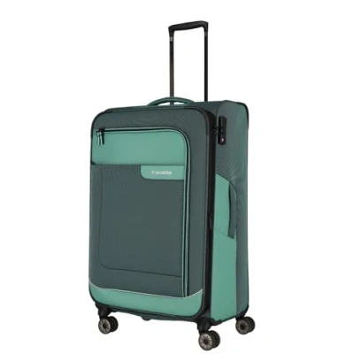 Bild av Travelite resväska Set 4 delar mjukt skal hjul, storlekar SM L resväska, hållbar, VIIA bagageset av återvunnet material, TSA lås, M utbyggbar, Eukalyptus, Trolley L/M/S