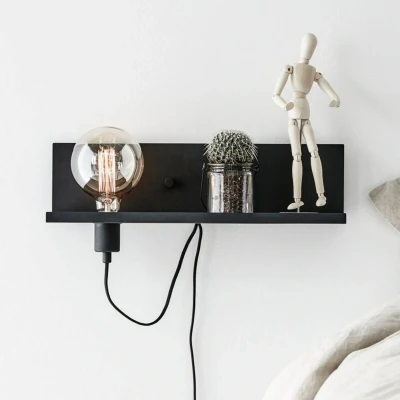 Bild av Markslöjd Multi vägglampa, svart, järn, USB laddningsuttag