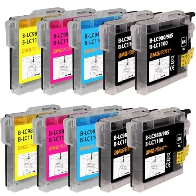 Bild av Amaprint 10 XL Patroner kompatibla med Brother LC1100 för DCP 195c 165c MFC 250c 490cw 5490cn 5890cn 6490cw 255cw 290c 295cn 297c