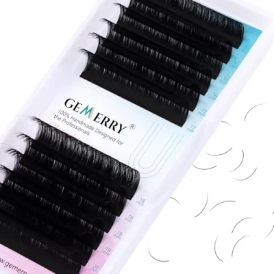 Bild av Individual Eyelash Extensions 1:1 Classic Lashes 15 20mm D Curl, 0.05 Black, Plain Silk Lashes, Extra Long Knotless by GEMERRY (0.05 Curl 20mm)
