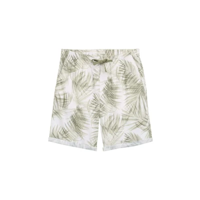 Bild av TOM TAILOR Denim Bermudashorts för män, 37486 Vitgrön vattenfast palmtryck, S