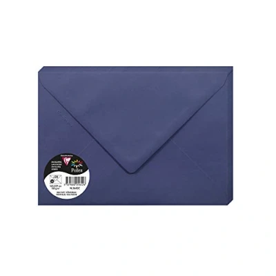 Bild av Clairefontaine Ref 5642C pollenkuvert (paket med 20) C5 storlek, 120 gsm papper, gummerad tätning, bläckstråleskrivare och laserskrivare kompatibel, syrafri nattblå