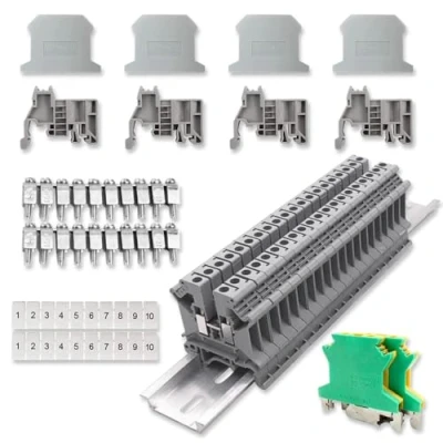 Bild av yotutun DIN Rail Terminal Blocks Kit, UK 2.5B Universal Kontakt Block Kit Passage Board Snabb Plug för automatiseringsprojekt, gör det själv projekt