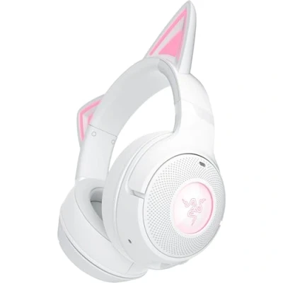 Bild av Razer Kraken Kitty V2 BT Trådlöst Bluetooth RGB headset med öron för spel och streaming (325g, TriForce 40mm drivelement, 5.2, brusreducerande mikrofoner, 40 h batteritid) Vit