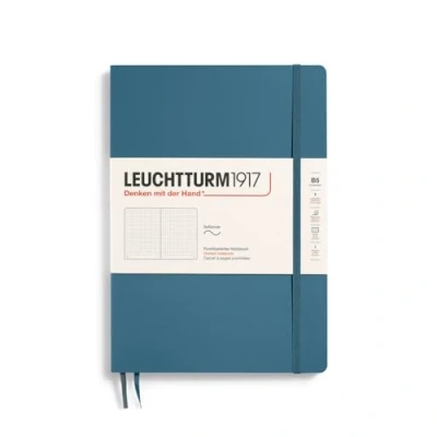 Bild av LEUCHTTURM1917 365637 Anteckningsbok sammansättning (B5), mjukt omslag, 123 numrerade sidor, Stone Blue, Dotted